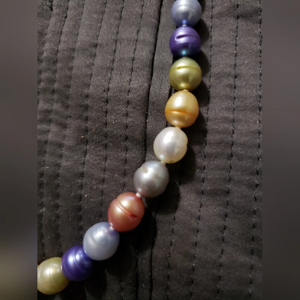 Honora Collection Multi-Color Pearl Necklace With Pouch And Box 925 And H Stamps - Picture 1 of 12